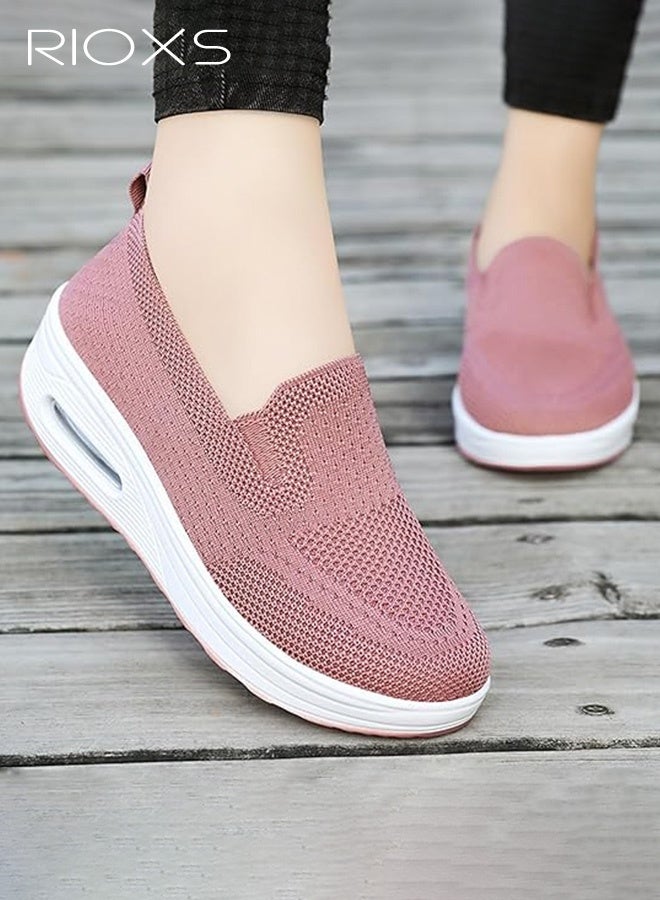 ريوكس حذاء رياضي نسائي عصري، حذاء مشي سهل الارتداء من شبكة قابلة للتنفس، حذاء خفيف ومريح للفتيات، حذاء رياضي عصري بمقدمة مستديرة للارتداء اليومي، الجري، الركض، الأنشطة الخارجية والملابس الترفيهية، لون وردي - Image 5